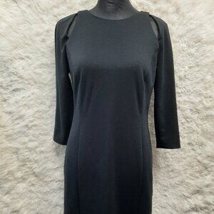 MK Michael Kors 4 S Little Black Solid dress Collar Bone Cut 3/4sleeves Warm 6